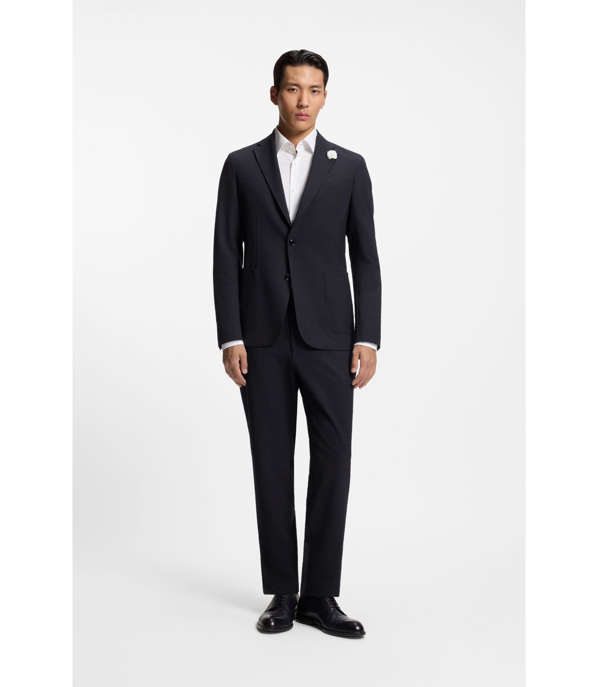 BOSS - スリムフィットブレザー ストレッチシアサッカー - ダークブルー