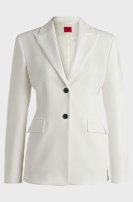 Slim-fit blazer with contrast buttons, White