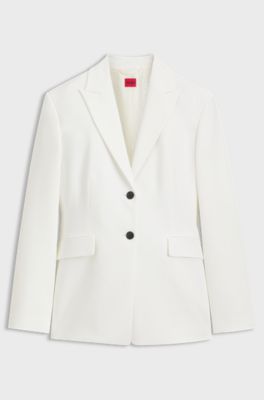 Slim-fit blazer with contrast buttons, Natural
