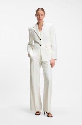 Slim-fit blazer with contrast buttons, Natural