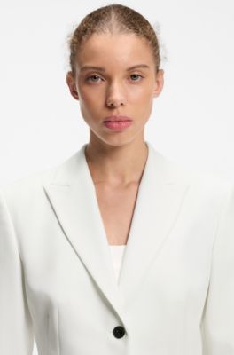 Slim-fit blazer with contrast buttons, Natural