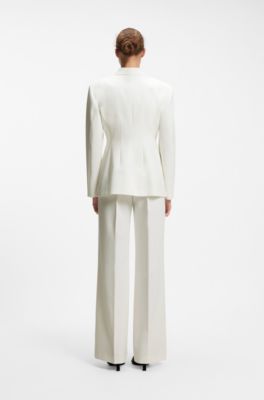 Slim-fit blazer with contrast buttons, White