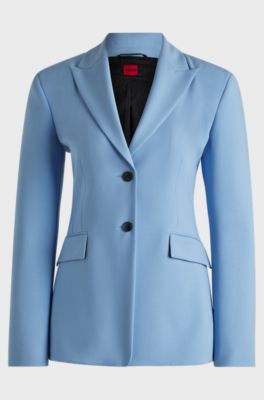 Slim-fit blazer with contrast buttons, Light Blue