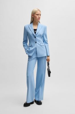 Slim-fit blazer with contrast buttons, Light Blue
