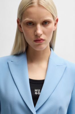 Slim-fit blazer with contrast buttons, Light Blue