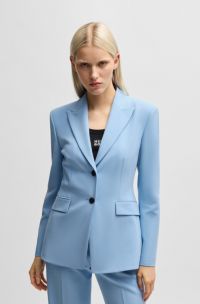 Blazer slim fit con botones en contraste, Celeste