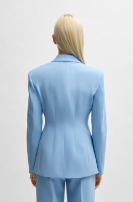 Slim-fit blazer with contrast buttons, Light Blue