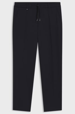 Pantalon van seersucker met stretch, Donkerblauw
