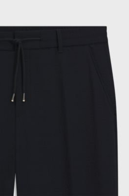 Formal trousers in stretch seersucker, Dark Blue