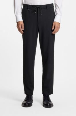 Formal trousers in stretch seersucker, Dark Blue