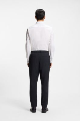 Pantalon van seersucker met stretch, Donkerblauw