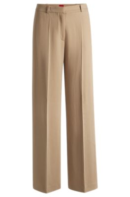 Regular-fit trousers with wide leg, Beige