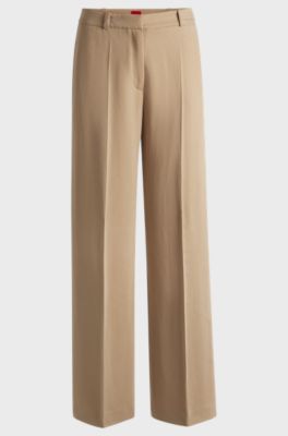 Regular-fit trousers with wide leg, Beige