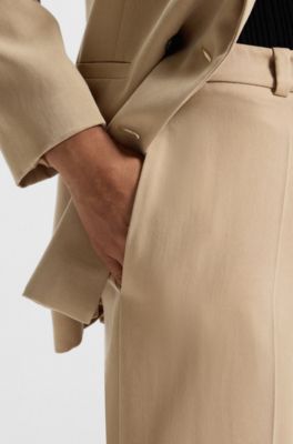 Regular-fit trousers with wide leg, Beige