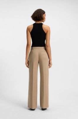 Regular-fit trousers with wide leg, Beige