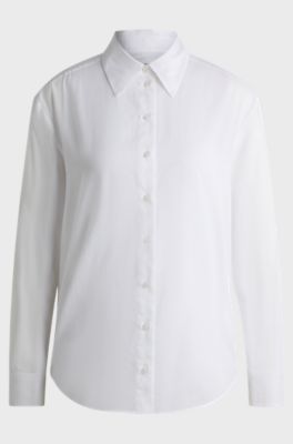 Tailored blouse in cotton voile, White
