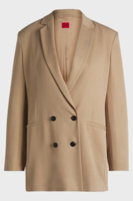 Blazer relaxed fit con chiusura doppiopetto, Beige chiaro
