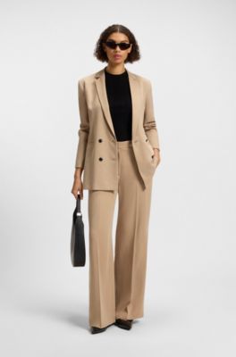 Relaxed-fit blazer with double-breasted closure, Light Beige