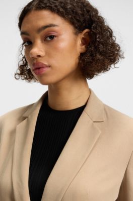 Relaxed-fit blazer with double-breasted closure, Light Beige