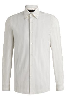 Camisa slim fit a rayas de algodón hecho en Italia