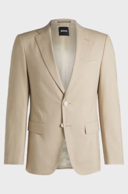 Slim-fit blazer in stretch chiffon, Light Beige