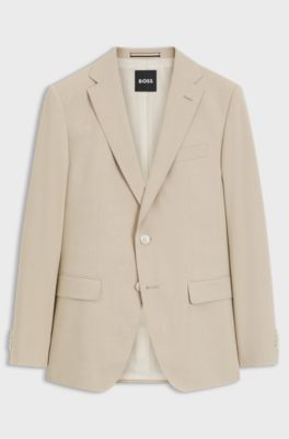 Slim-fit blazer in stretch chiffon, Light Beige