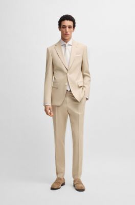 Slim-fit blazer in stretch chiffon, Light Beige