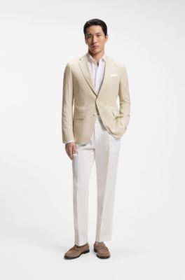 Slim-fit blazer in stretch chiffon, Light Beige