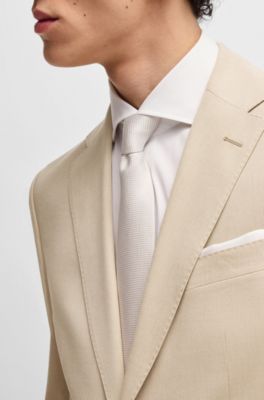 Blazer slim fit in chiffon elasticizzato, Beige chiaro