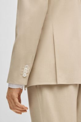Slim-fit blazer in stretch chiffon, Light Beige