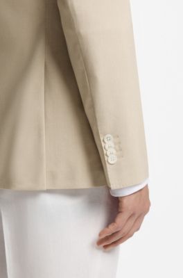 Blazer slim fit in chiffon elasticizzato, Beige chiaro
