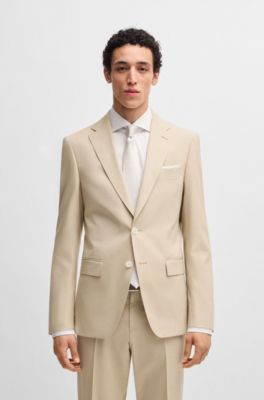 Blazer slim fit in chiffon elasticizzato, Beige chiaro