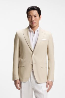Slim-fit blazer in stretch chiffon, Light Beige