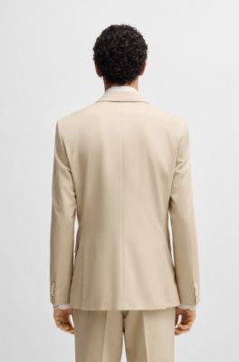 Blazer slim fit in chiffon elasticizzato, Beige chiaro