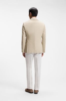 Slim-fit blazer in stretch chiffon, Light Beige