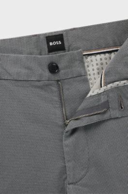 Regular-fit trousers in printed stretch cotton, Dark Blue