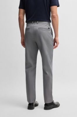 Regular-fit broek van stretchkatoen met print, Donkerblauw