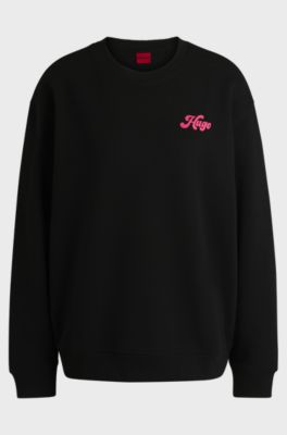 Cotton-terry sweatshirt with graphic artwork, Black