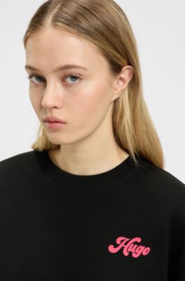 Cotton-terry sweatshirt with graphic artwork, Black