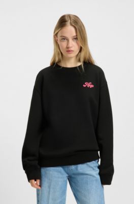 Cotton-terry sweatshirt with graphic artwork, Black