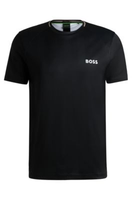 BOSS Slim fit T shirt with popcorn stripe fabric