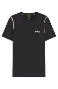 Active waffle-structure T-shirt with signature stripes, Black