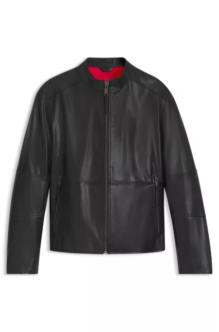 Slim-fit jacket in grained leather