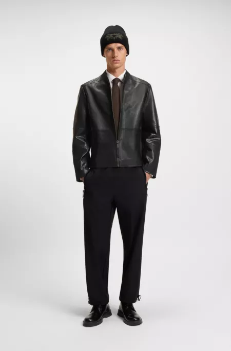 Slim-fit jacket in leather