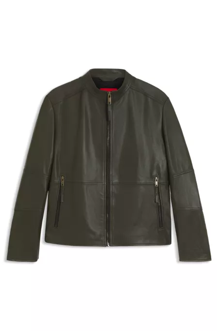 Slim-fit jacket in leather