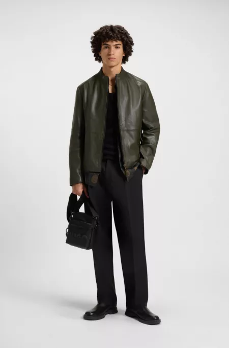 Slim-fit jacket in leather
