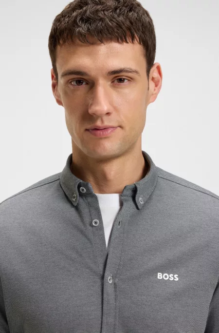 Regular-fit shirt in crease-resistant cotton jersey