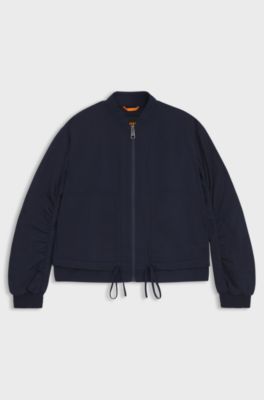 Waterafstotend gewatteerd bomberjack met verstelbare zoom, Donkerblauw