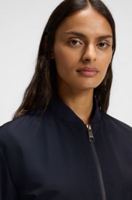 Waterafstotend gewatteerd bomberjack met verstelbare zoom, Donkerblauw