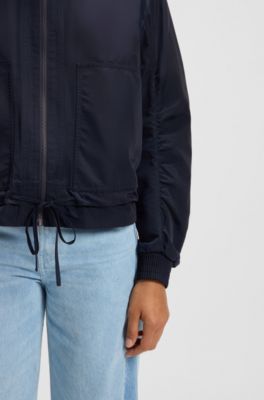 Water-repellent bomber jacket with adjustable hem, Dark Blue
